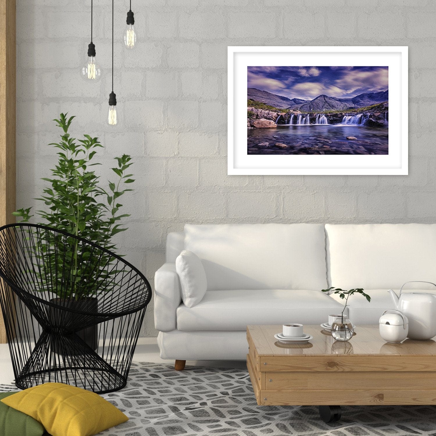 Glezna baltā rāmī - A Mysterious Waterfall Home Trends DECO