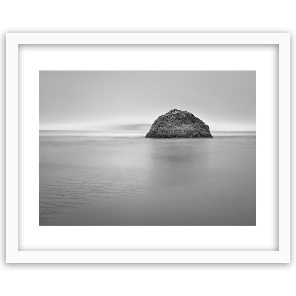 Glezna baltā rāmī - A Rock In The Sea At Dusk 2 Home Trends DECO