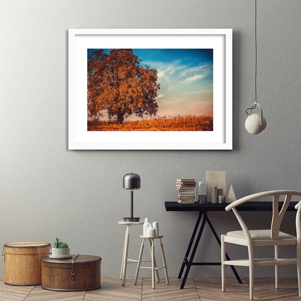 Glezna baltā rāmī - A Tree In Autumn Home Trends DECO