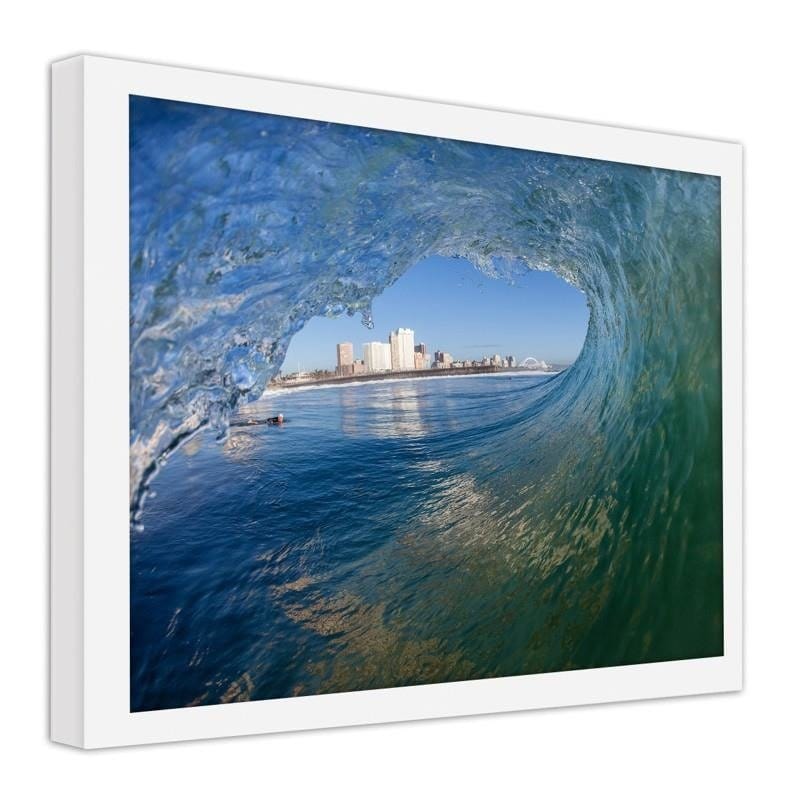 Glezna baltā rāmī - A wave with a view of the city Home Trends DECO