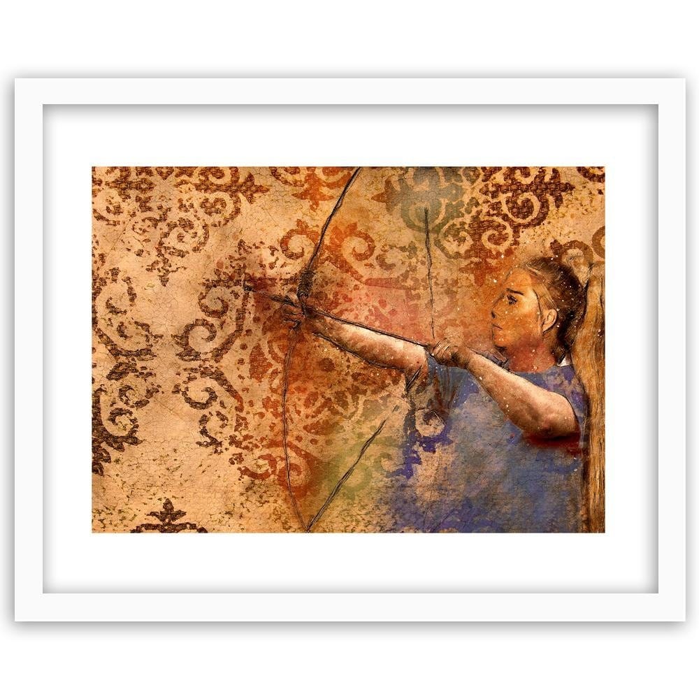 Glezna baltā rāmī - A Woman Firing A Bow Home Trends DECO