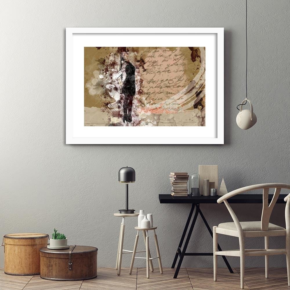 Glezna baltā rāmī - A Woman In A Black Dress Home Trends DECO