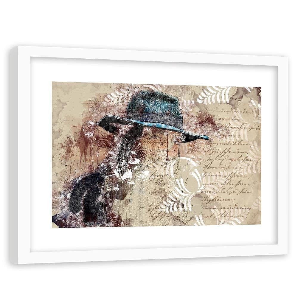 Glezna baltā rāmī - A Woman In A Blue Hat Home Trends DECO