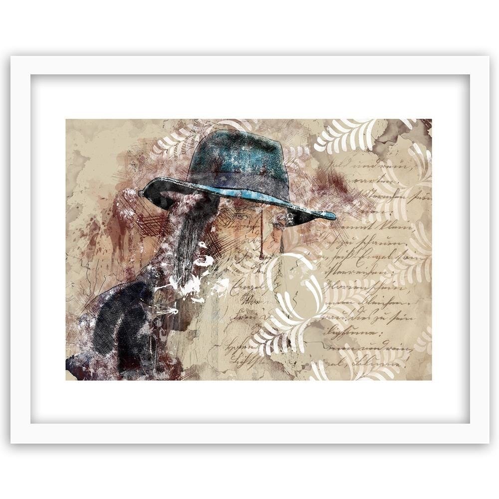 Glezna baltā rāmī - A Woman In A Blue Hat Home Trends DECO