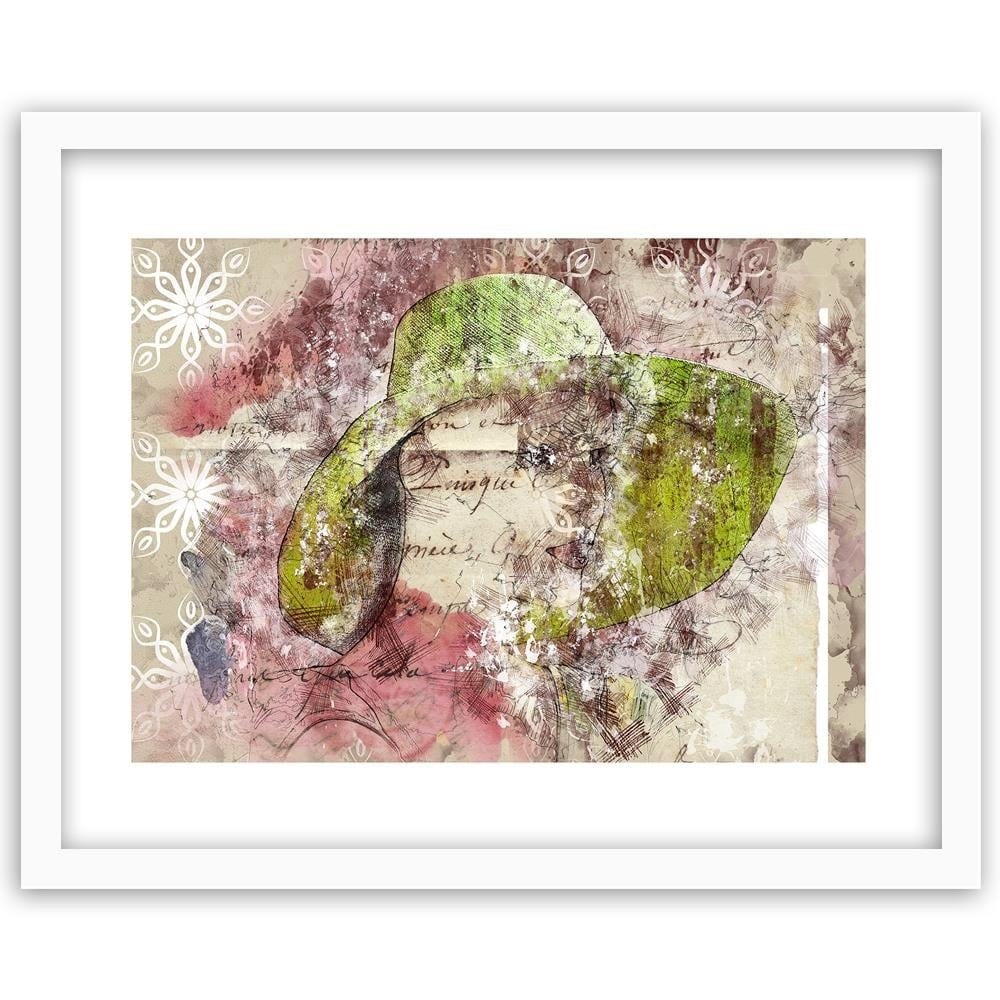 Glezna baltā rāmī - A Woman In A Green Hat Home Trends DECO