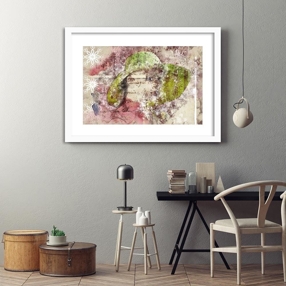 Glezna baltā rāmī - A Woman In A Green Hat Home Trends DECO