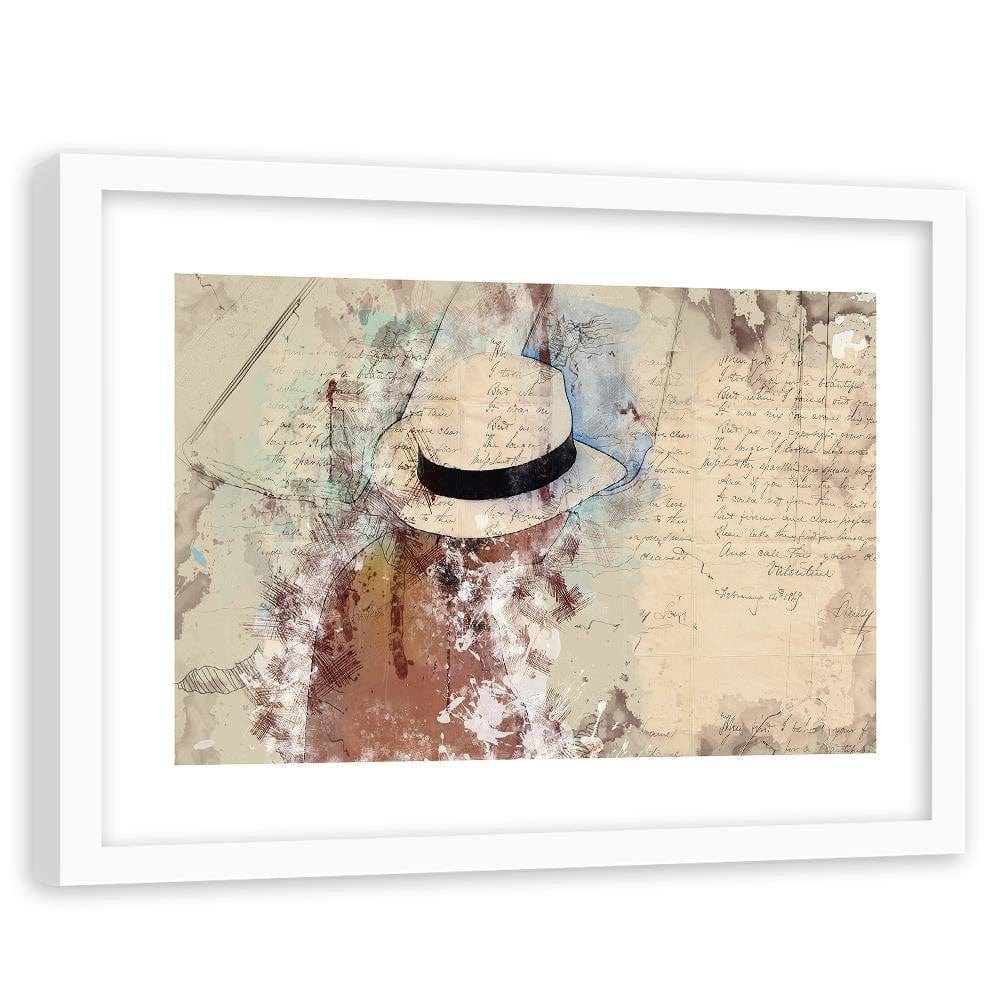 Glezna baltā rāmī - A Woman In A Hat Home Trends DECO
