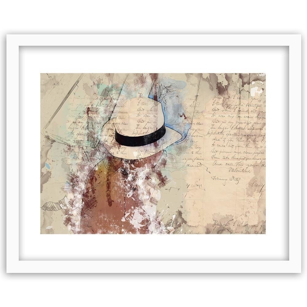 Glezna baltā rāmī - A Woman In A Hat Home Trends DECO