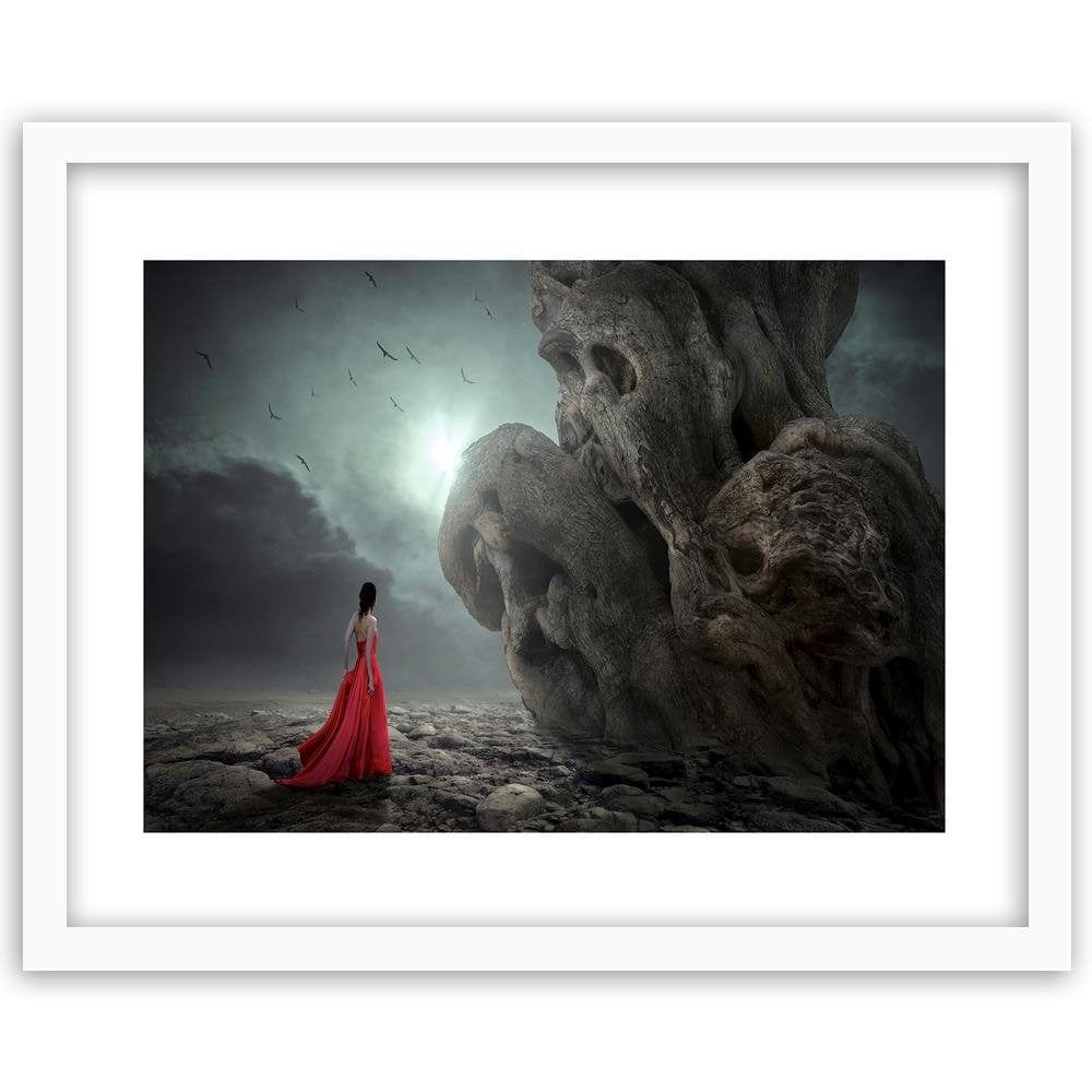 Glezna baltā rāmī - A Woman In A Red Dress Fantasy Home Trends DECO