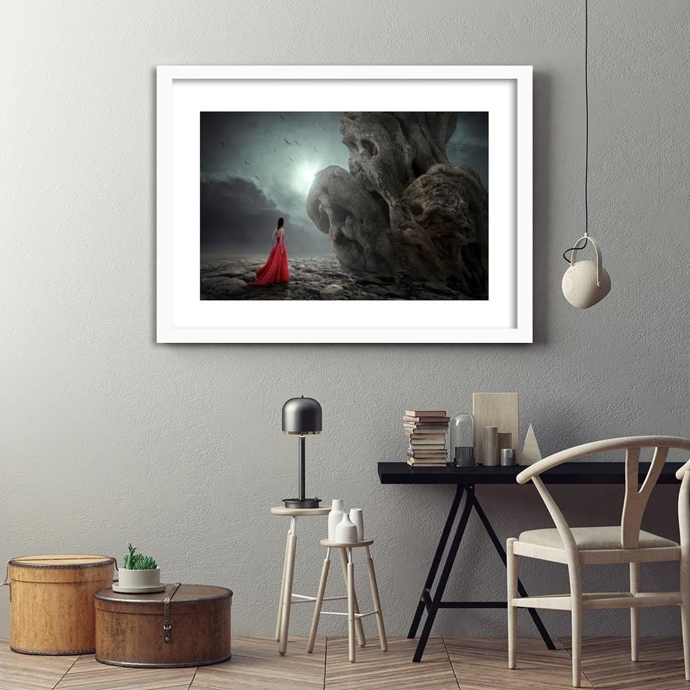 Glezna baltā rāmī - A Woman In A Red Dress Fantasy Home Trends DECO