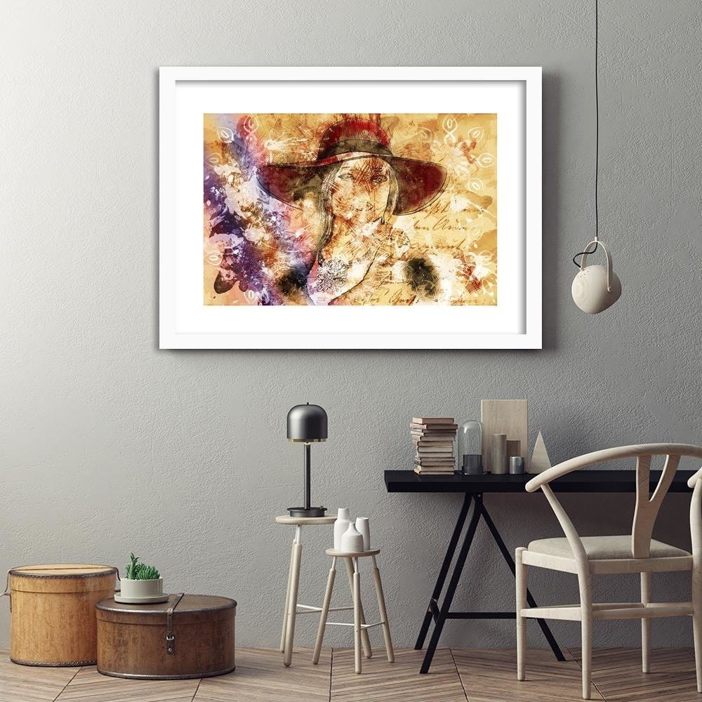 Glezna baltā rāmī - A Woman In A Red Hat Home Trends DECO