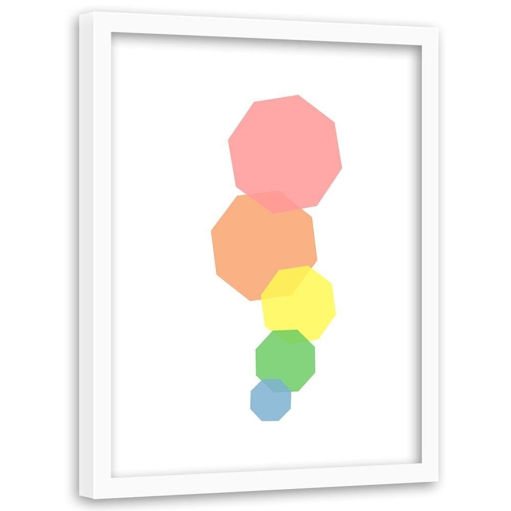 Glezna baltā rāmī - Abstract Colorful Octagons Home Trends DECO