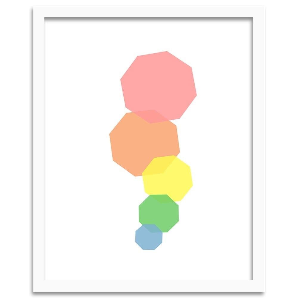 Glezna baltā rāmī - Abstract Colorful Octagons Home Trends DECO