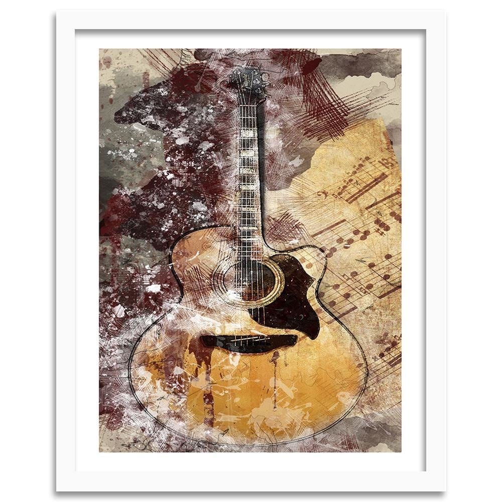 Glezna baltā rāmī - Abstract Guitar Home Trends DECO