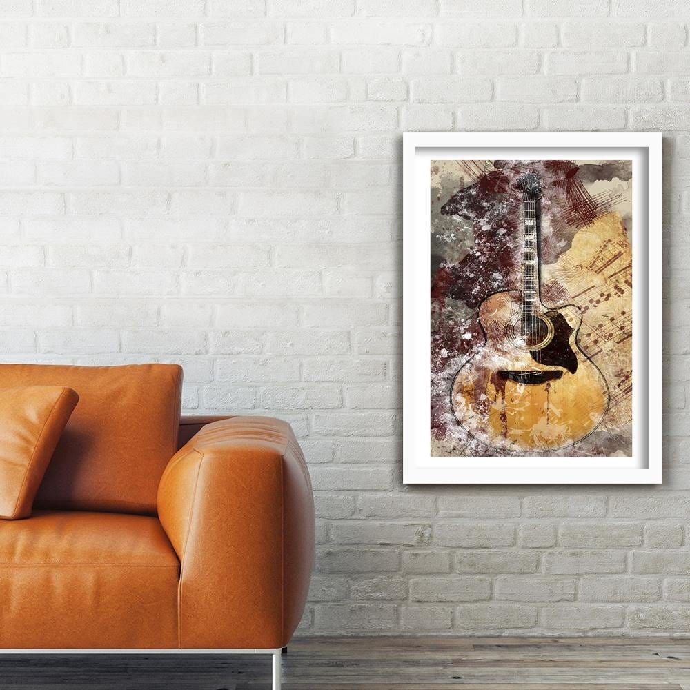 Glezna baltā rāmī - Abstract Guitar Home Trends DECO