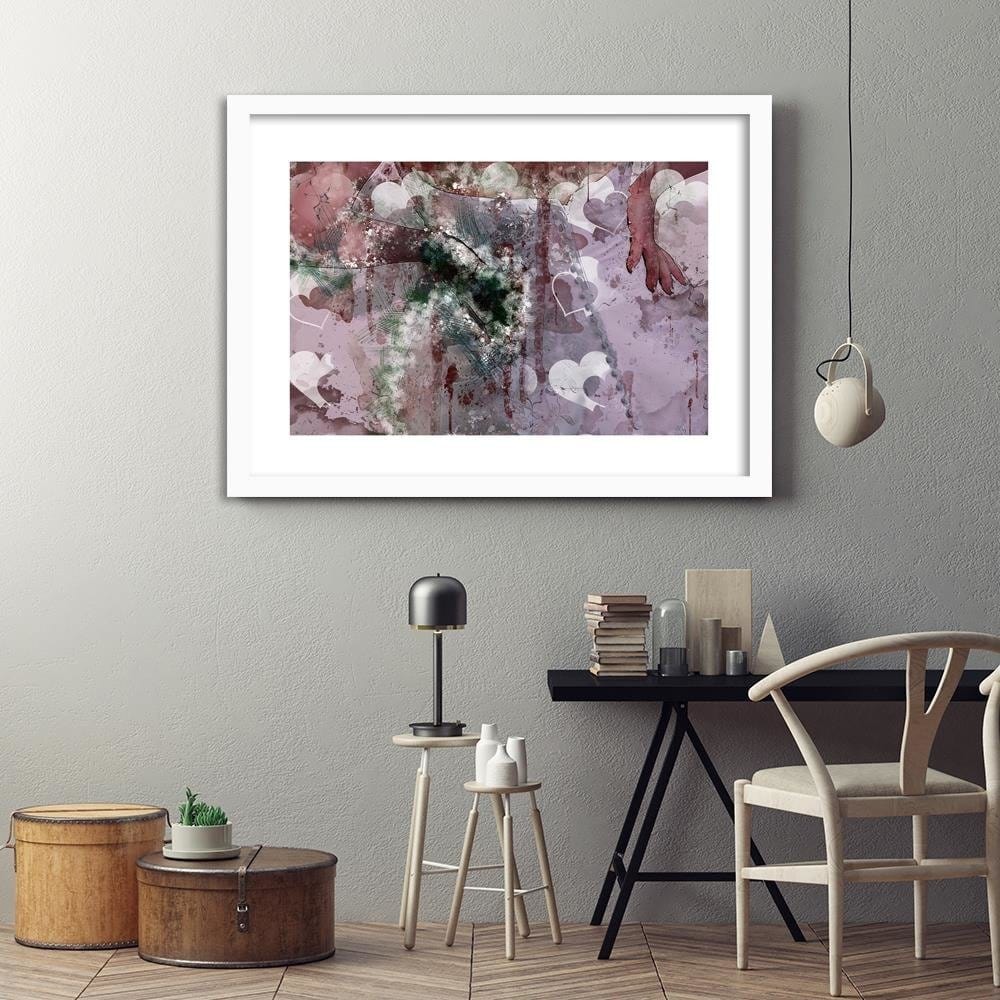 Glezna baltā rāmī - Abstract Heart Home Trends DECO
