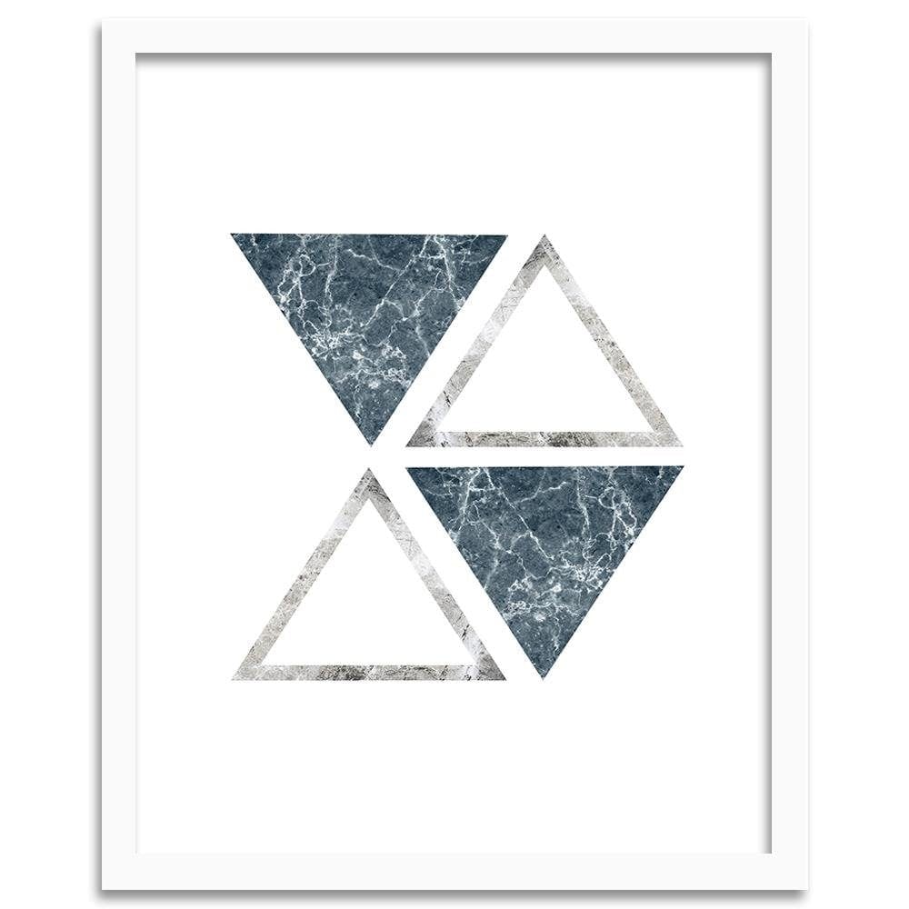 Glezna baltā rāmī - Abstract Marble Triangles Home Trends DECO
