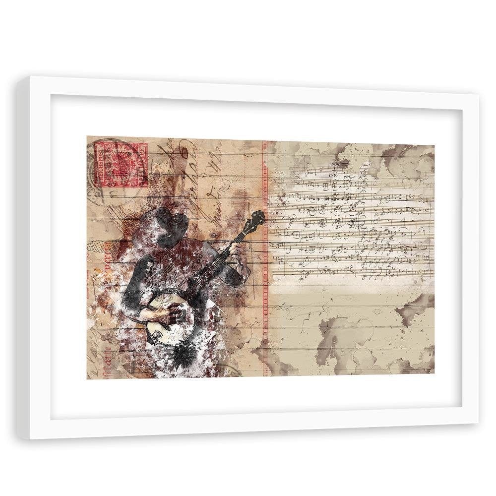 Glezna baltā rāmī - Abstract Musician Home Trends DECO