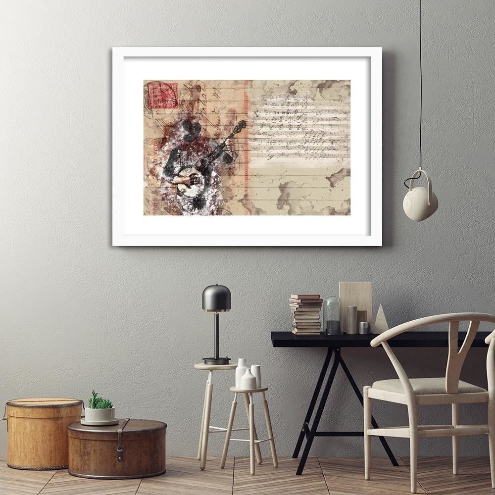 Glezna baltā rāmī - Abstract Musician Home Trends DECO