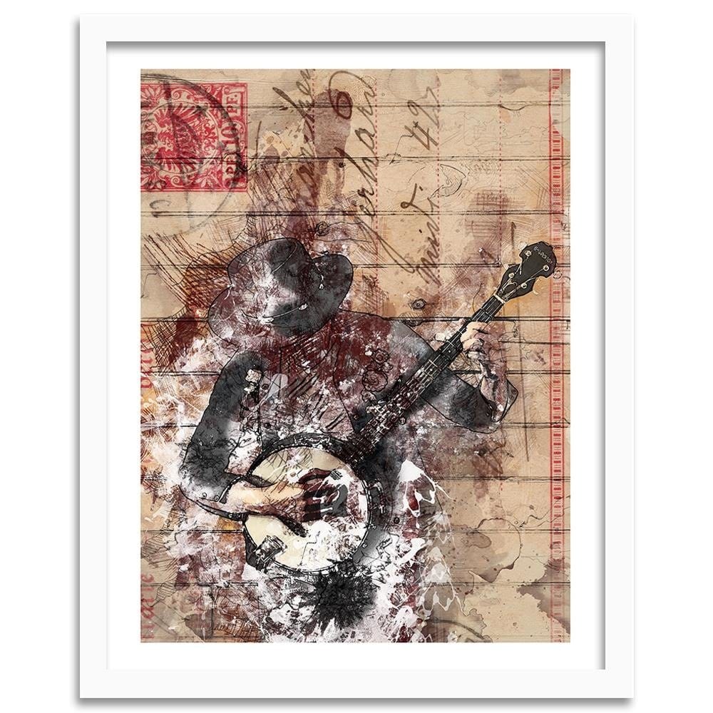 Glezna baltā rāmī - Abstract Musician Home Trends DECO