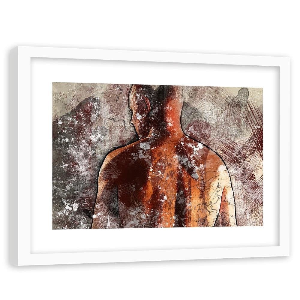 Glezna baltā rāmī - Abstract Silhouette Of A Man Home Trends DECO