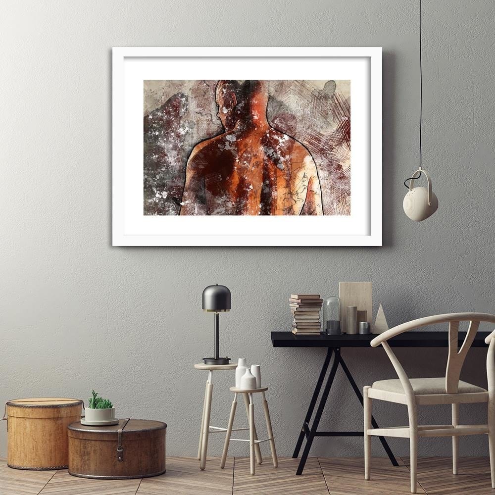 Glezna baltā rāmī - Abstract Silhouette Of A Man Home Trends DECO