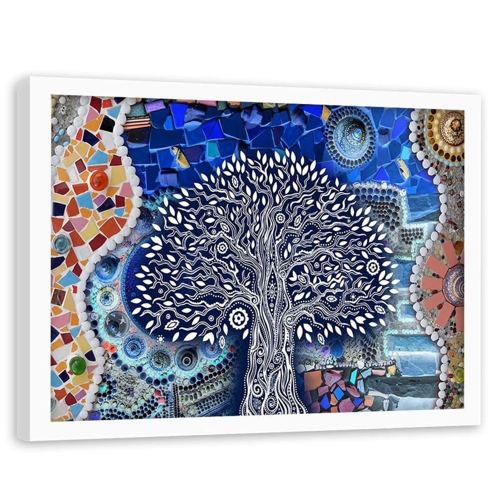 Glezna baltā rāmī - Abstract Tree Home Trends DECO