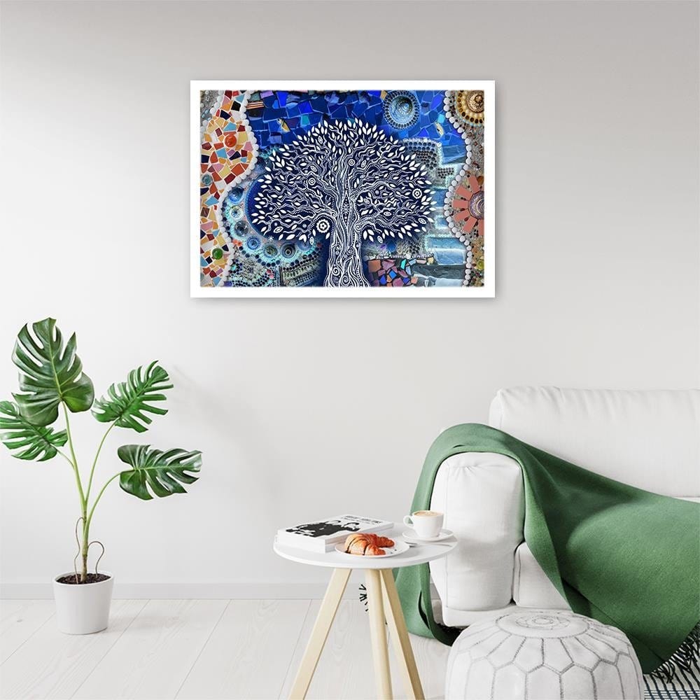 Glezna baltā rāmī - Abstract Tree Home Trends DECO