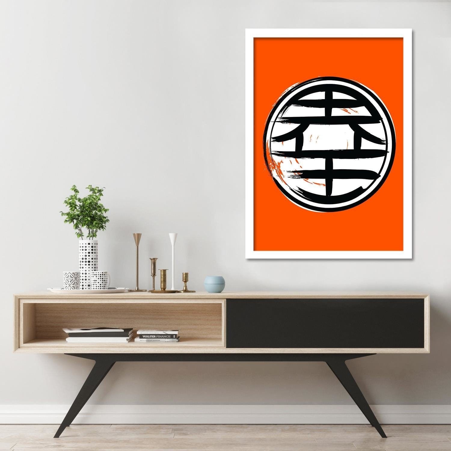 Glezna baltā rāmī - Abstraction Orange Home Trends DECO