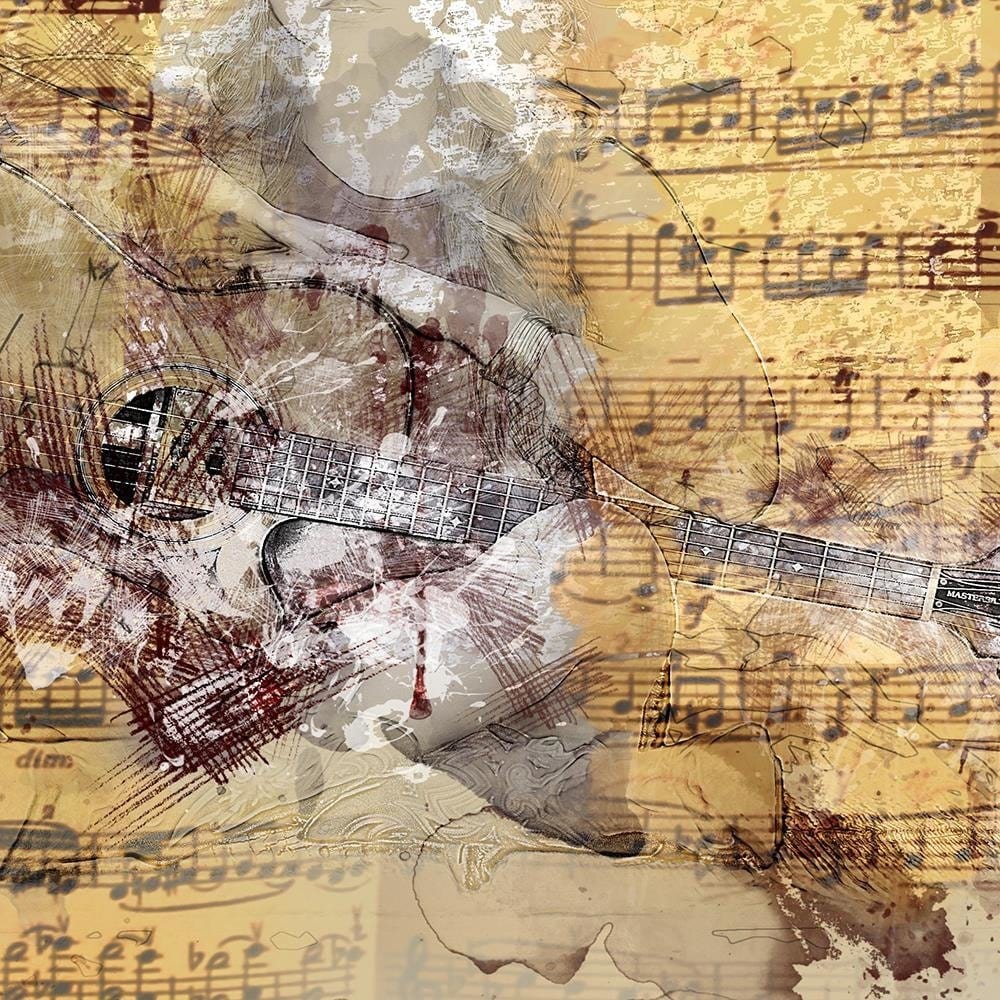 Glezna baltā rāmī - Abstraction With A Guitar Home Trends DECO