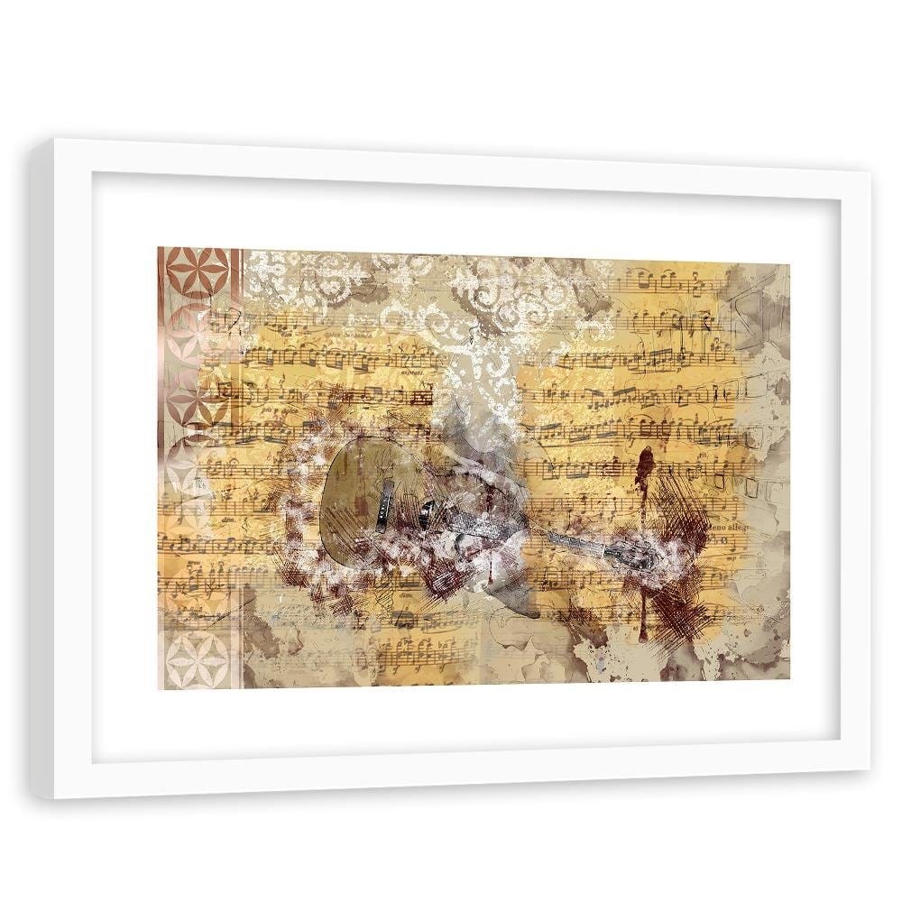 Glezna baltā rāmī - Abstraction With A Guitar Home Trends DECO