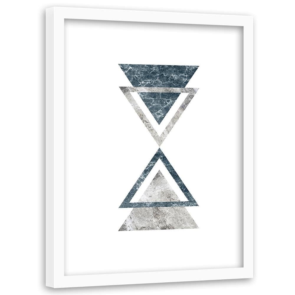 Glezna baltā rāmī - Abstraction With Marble Triangles Home Trends DECO