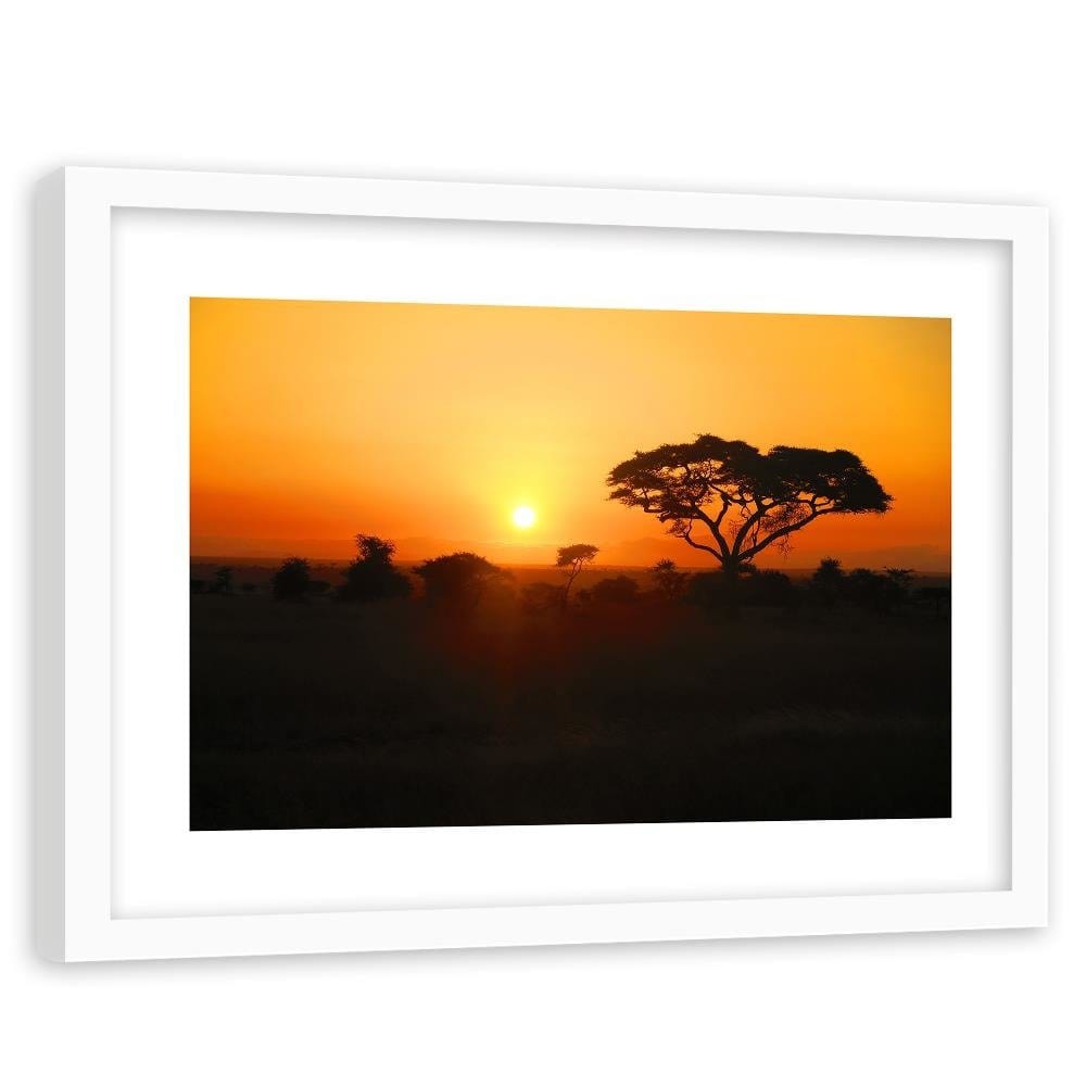 Glezna baltā rāmī - African Sunset Home Trends DECO