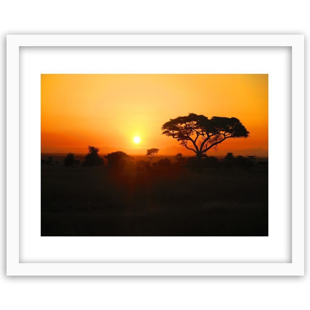 Glezna baltā rāmī - African Sunset Home Trends DECO