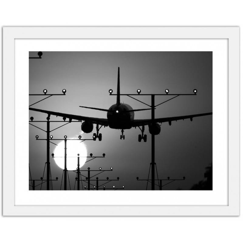 Glezna baltā rāmī - Aircraft landing Home Trends DECO