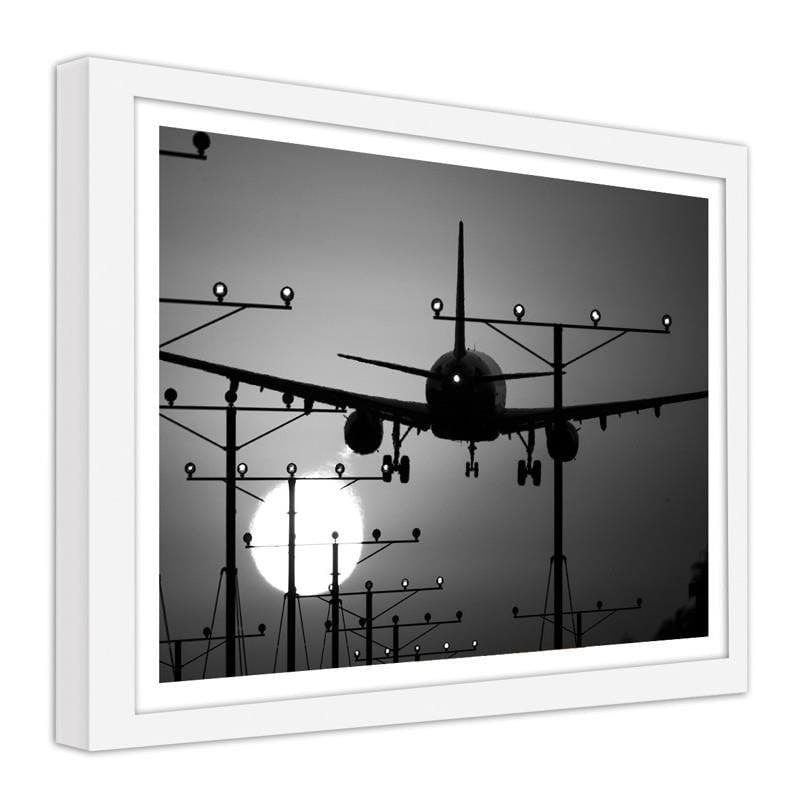 Glezna baltā rāmī - Aircraft landing Home Trends DECO