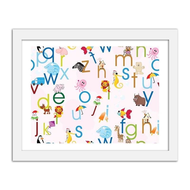Glezna baltā rāmī - Alphabet of animals Home Trends DECO