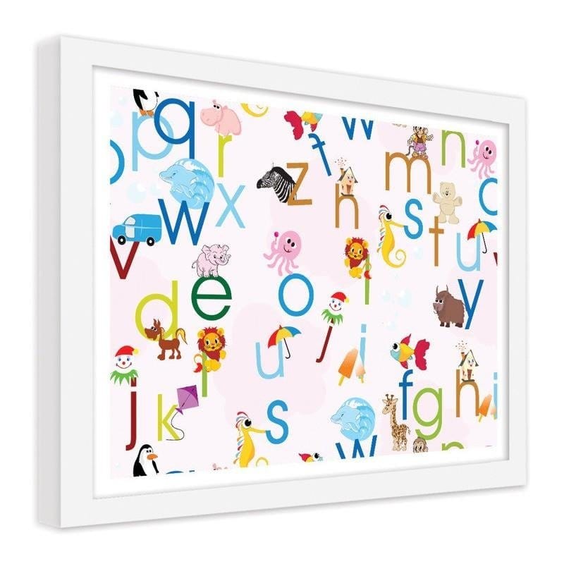Glezna baltā rāmī - Alphabet of animals Home Trends DECO