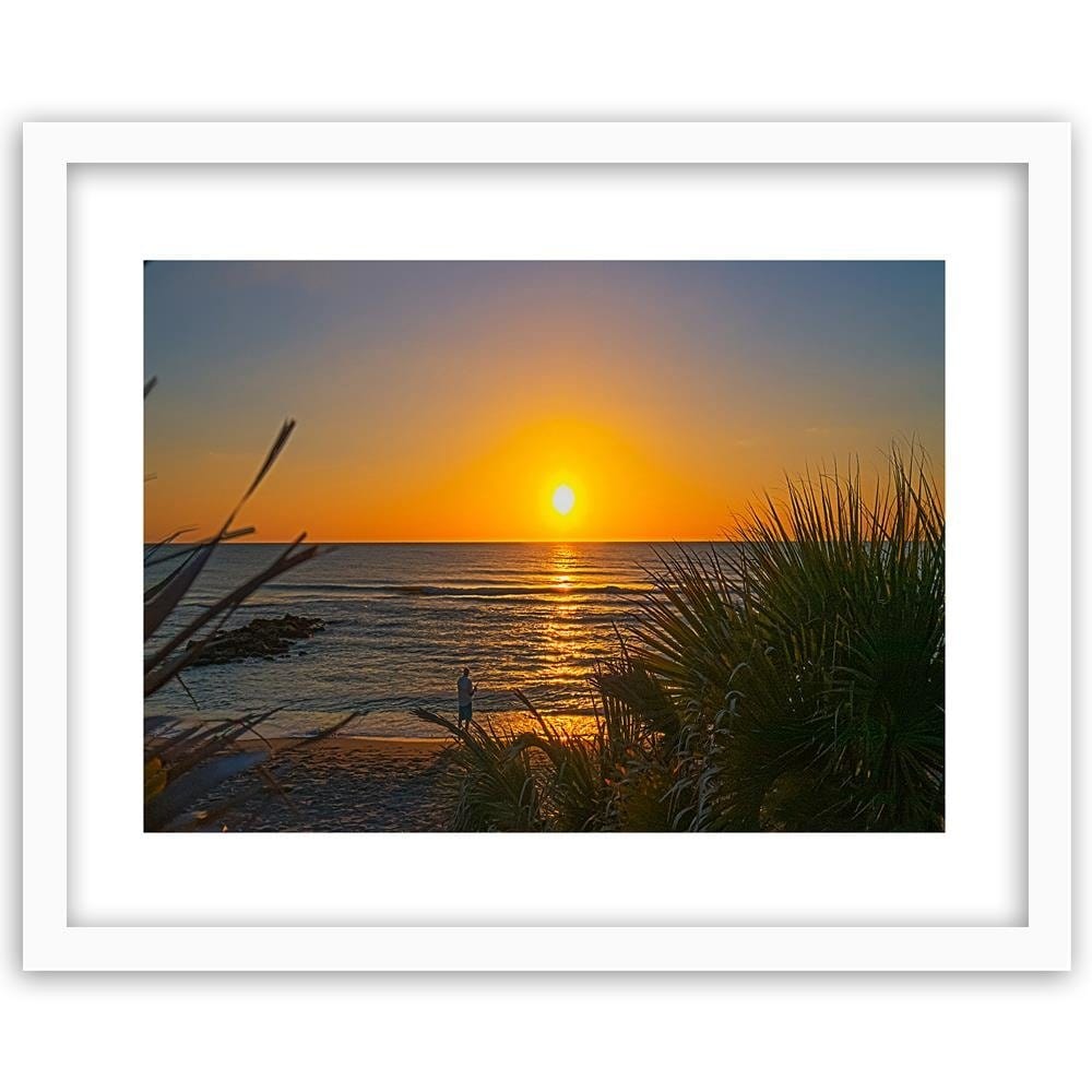 Glezna baltā rāmī - Angler And Sunset Home Trends DECO
