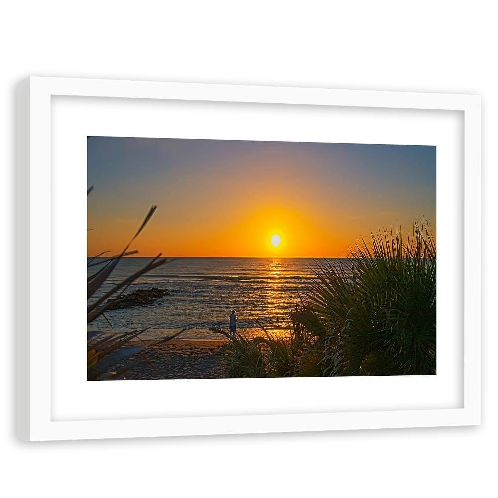 Glezna baltā rāmī - Angler And Sunset Home Trends DECO