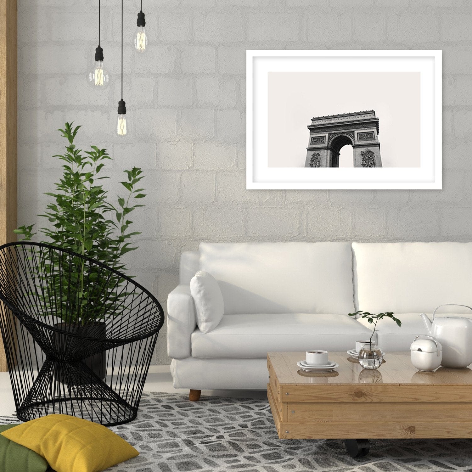 Glezna baltā rāmī - Arc De Triomphe Home Trends DECO