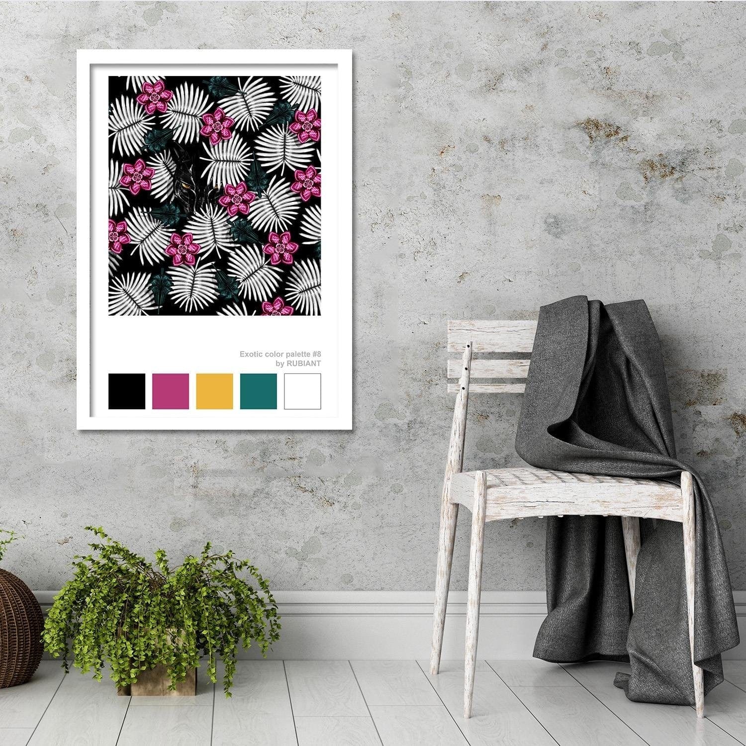 Glezna baltā rāmī - Artwork Tropical Pink Home Trends DECO