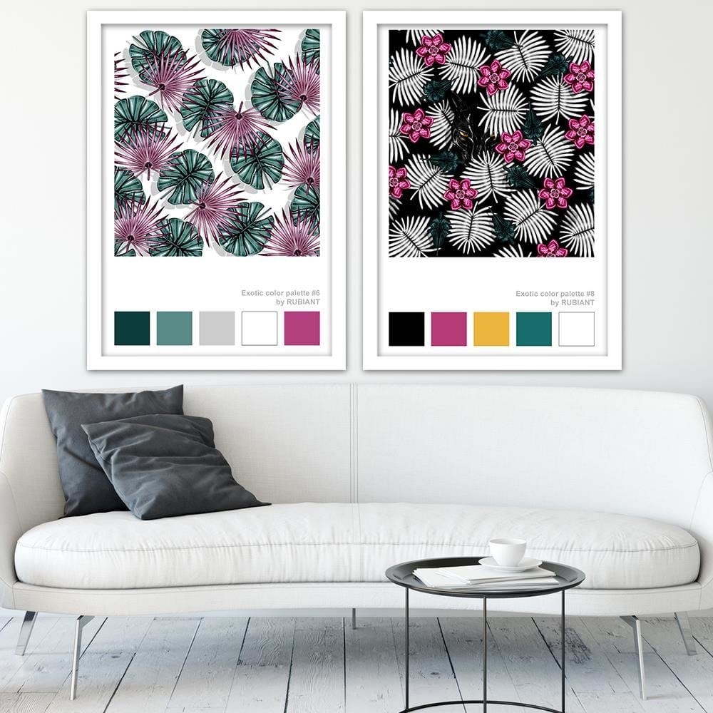 Glezna baltā rāmī - Artwork Tropical Pink Home Trends DECO