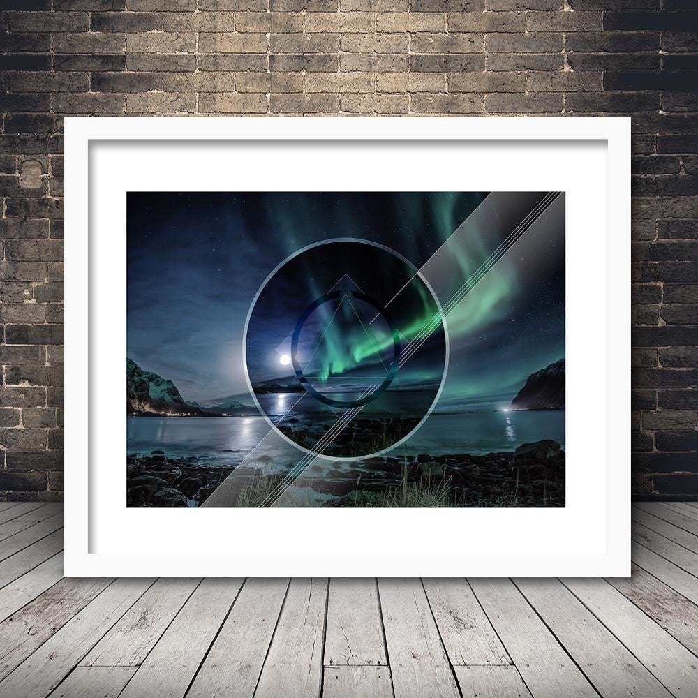 Glezna baltā rāmī - Aurora With Geometric Figures 1 Home Trends DECO