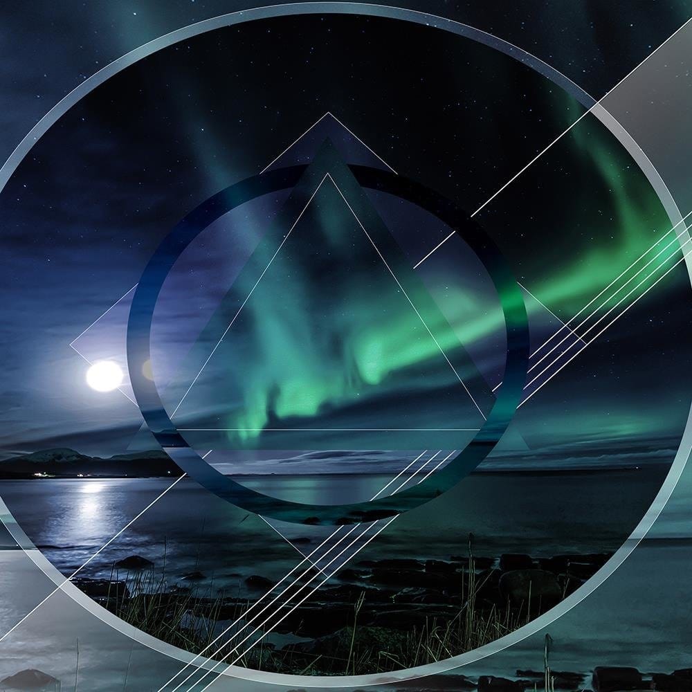 Glezna baltā rāmī - Aurora With Geometric Figures 1 Home Trends DECO