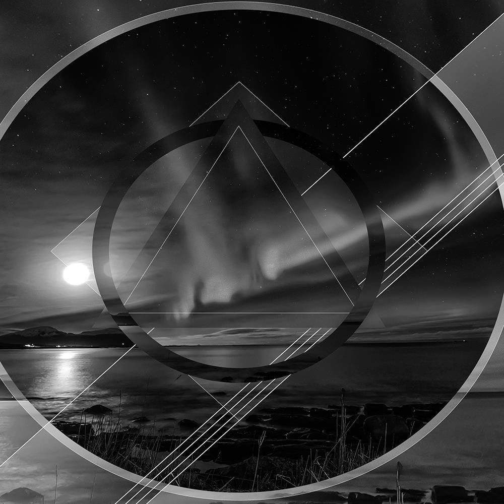 Glezna baltā rāmī - Aurora With Geometric Shapes 3 Home Trends DECO