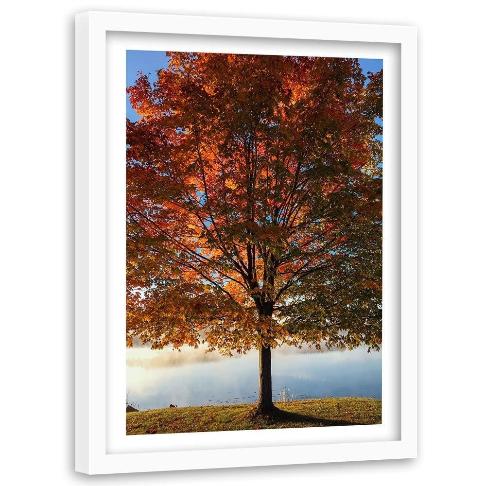 Glezna baltā rāmī - Autumn Tree Home Trends DECO