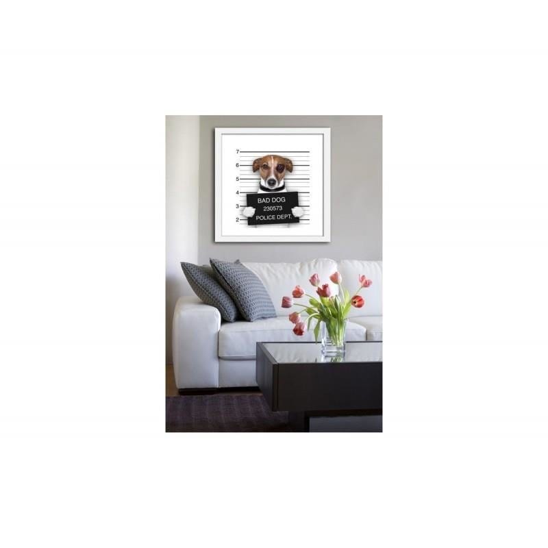 Glezna baltā rāmī - Bad dog 2  Home Trends DECO