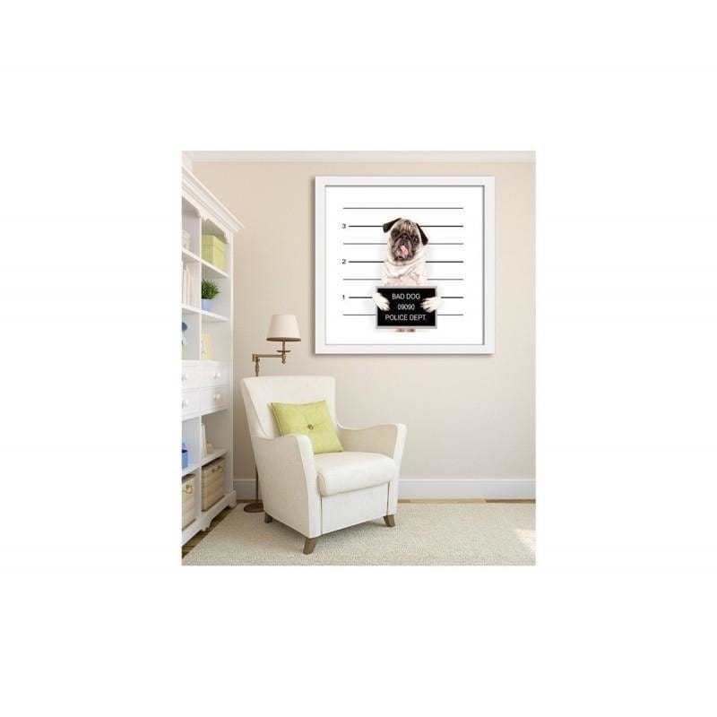 Glezna baltā rāmī - Bad dog  Home Trends DECO