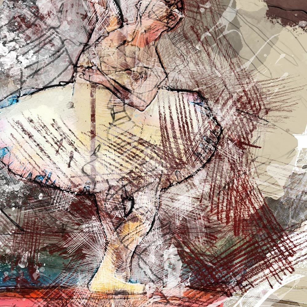 Glezna baltā rāmī - Ballerina And The Eiffel Tower Home Trends DECO